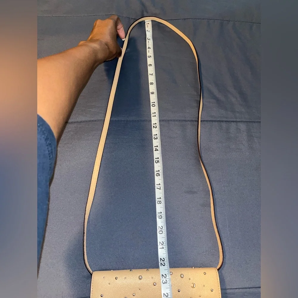 LIKE NEW Coach Foldover Crossbody Clutch w/ Celestial Studs (F30050) - Tan